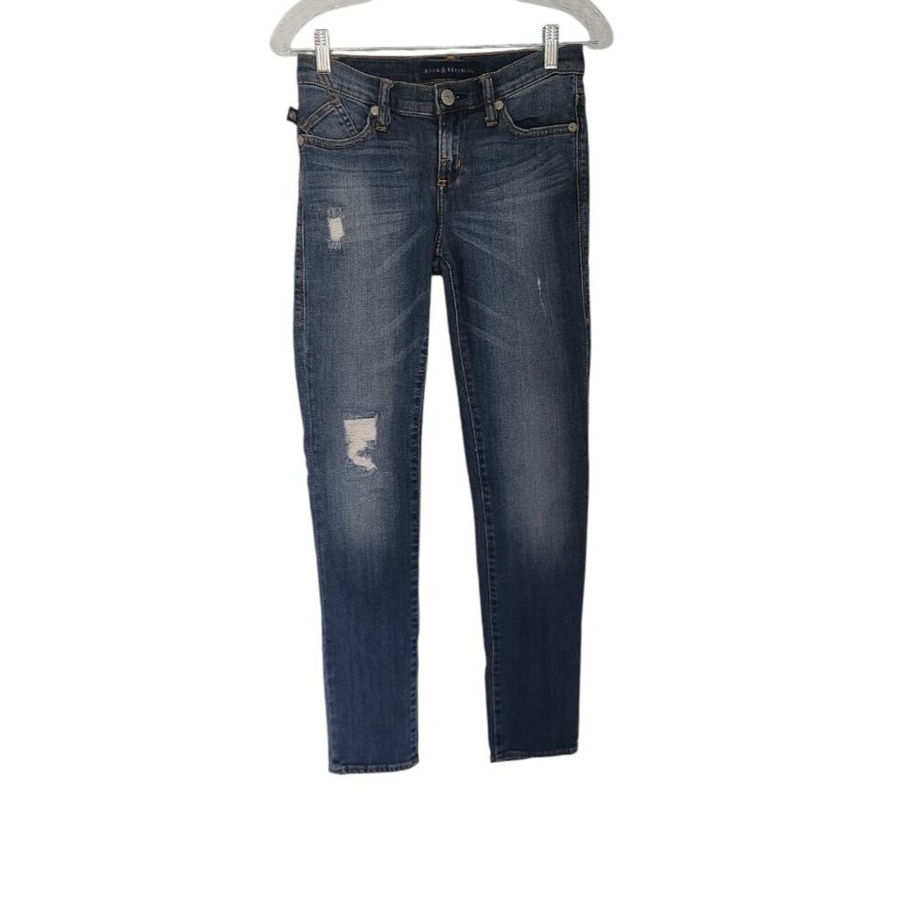 Rock‎ & Republic Berlin Denim Skinny Jeans Women's Size 4M Distressed Style EUC
